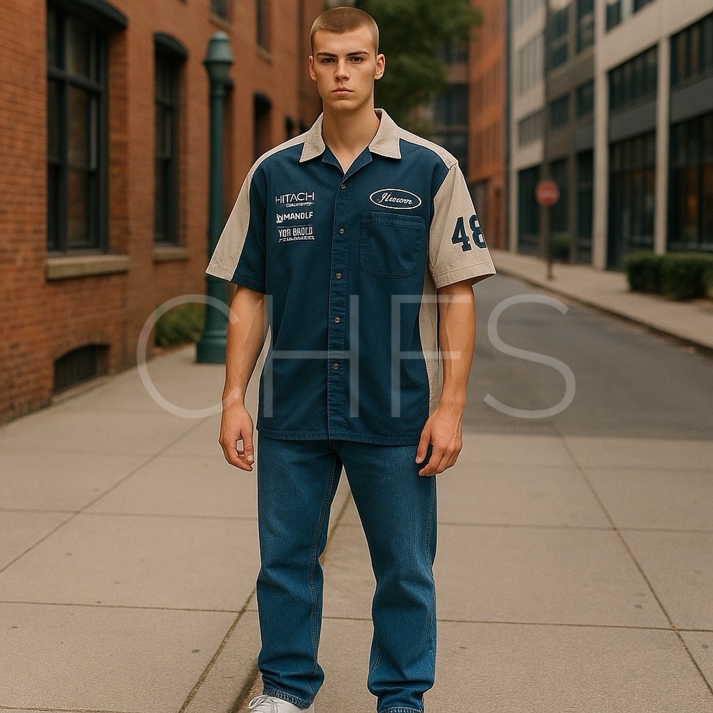 CHASE AUTHENTICS Vintage NASCAR #48 Jimmy Johnson Pit Crew Shirt Lowes Hitachi